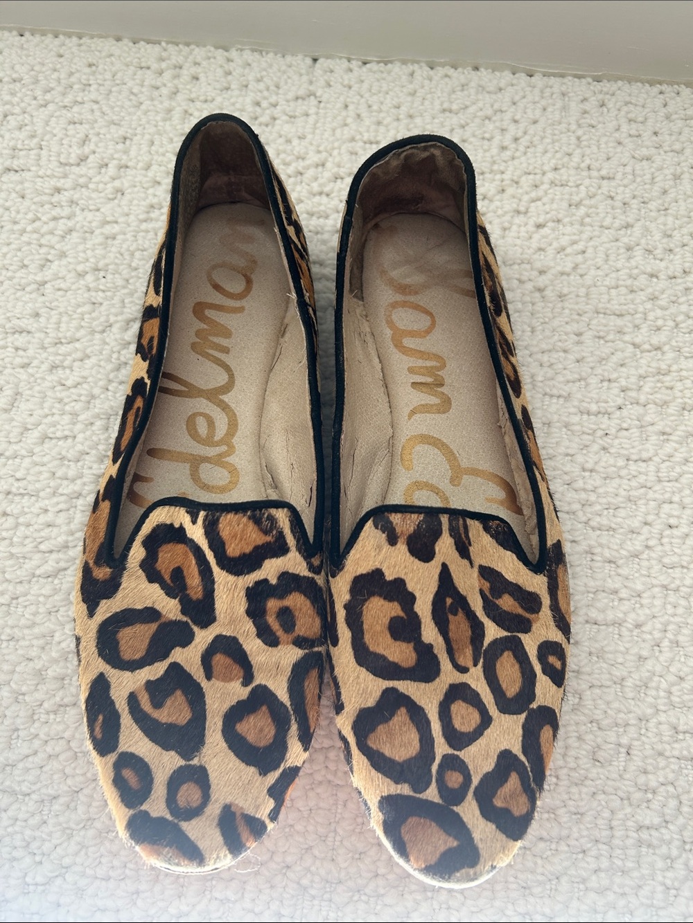 Sam Edelman Leopard-Print Slip-On Flats in Tan and Black